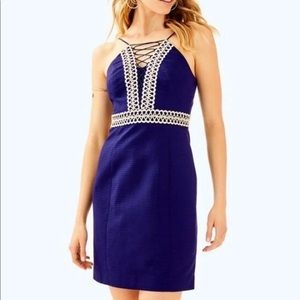 Lily Pulitzer Trista Shift Dress Navy and Gold 12
